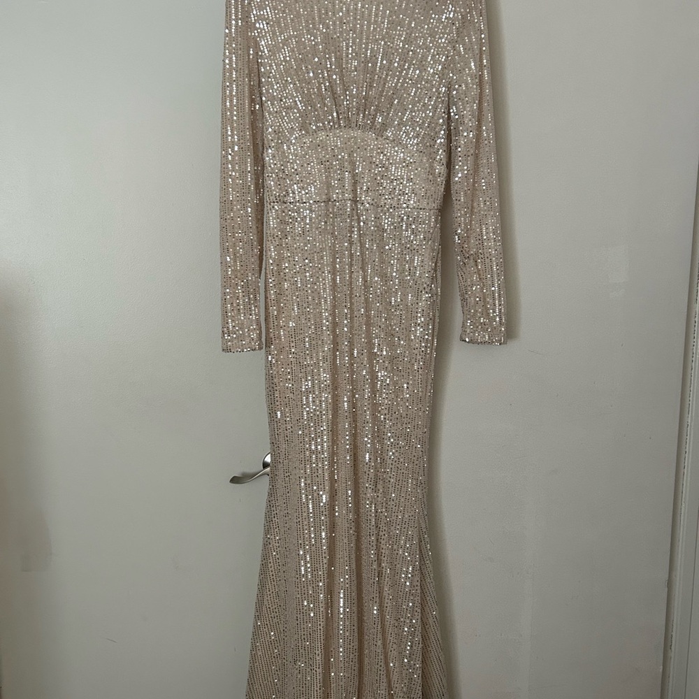 Elegant Sequin Long Sleeve Gown